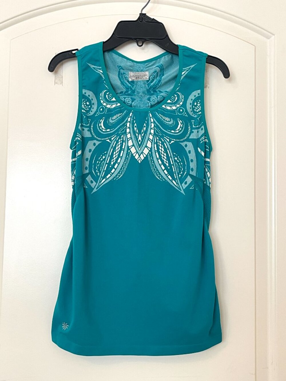 Athleta Tank Top Stride Seamless Teal White Small